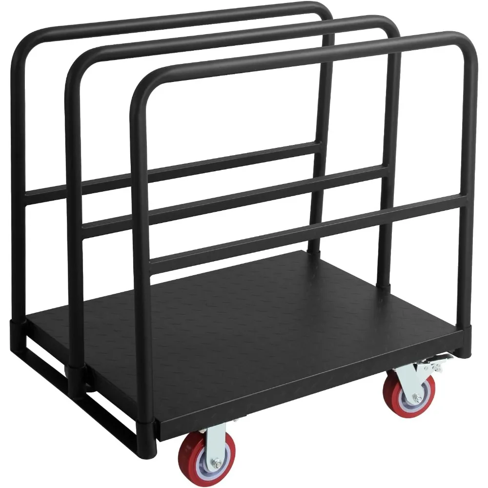 Steel Panel Truck Cart, Lumber Cart Drywall Dollies Cart, 2500LBS Heavy Duty Flatbed Cart Dollies with 5