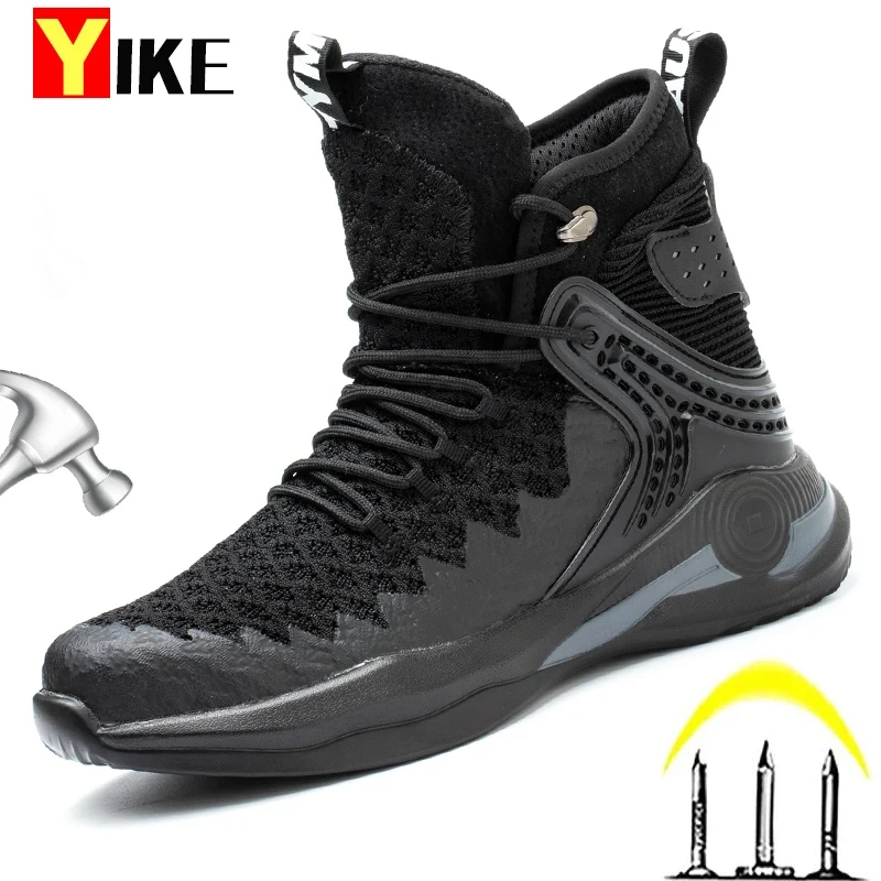 Fashion 2023 Men Work Safety Boots Anti-smash Anti-puncture Work Sneakers High Top Safety Shoes Men Indestructible Work Boots