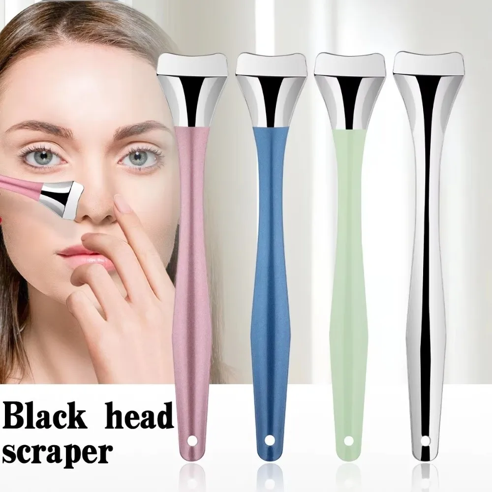 Nettoyeur de pores de la peau en acier inoxydable, sans parfum, outil d'élimination des points noirs à Long manche, sans électricité, outil de soins de la peau