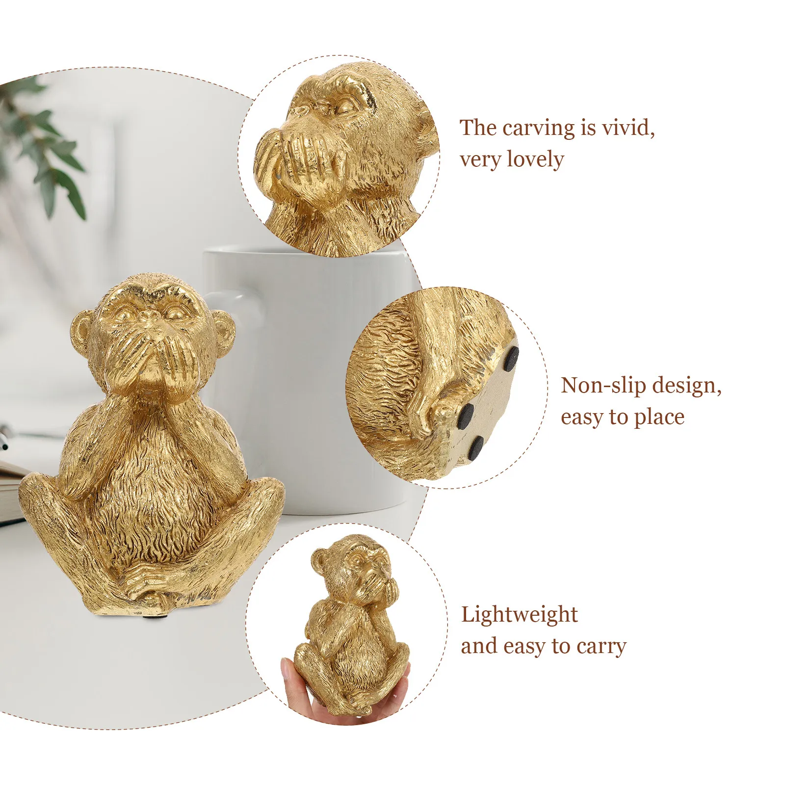 Mini Resin Monkey Sculpture Lightweight Portable Home Desktop Ornament Brightens Corners Resin Craft Monkey Decor Creative
