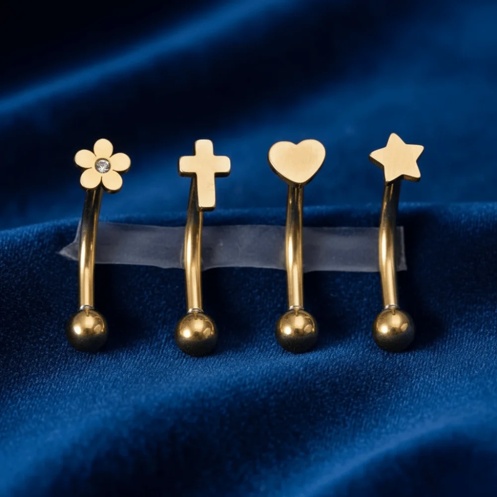 Cartilage Stainless Steel Curved Eyebrow Sticks Star Cross Banana Ring Heart Hypoallergenic Punk Body Jewelry Daily Use