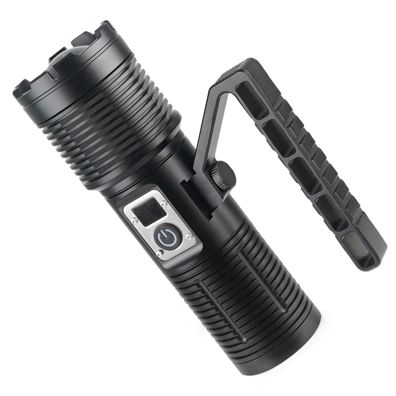 Rechargeable Flashlight Aluminum Alloy LED Digital Display High-beam Handheld Searchlight P160 Zoom Outdoor Long-range