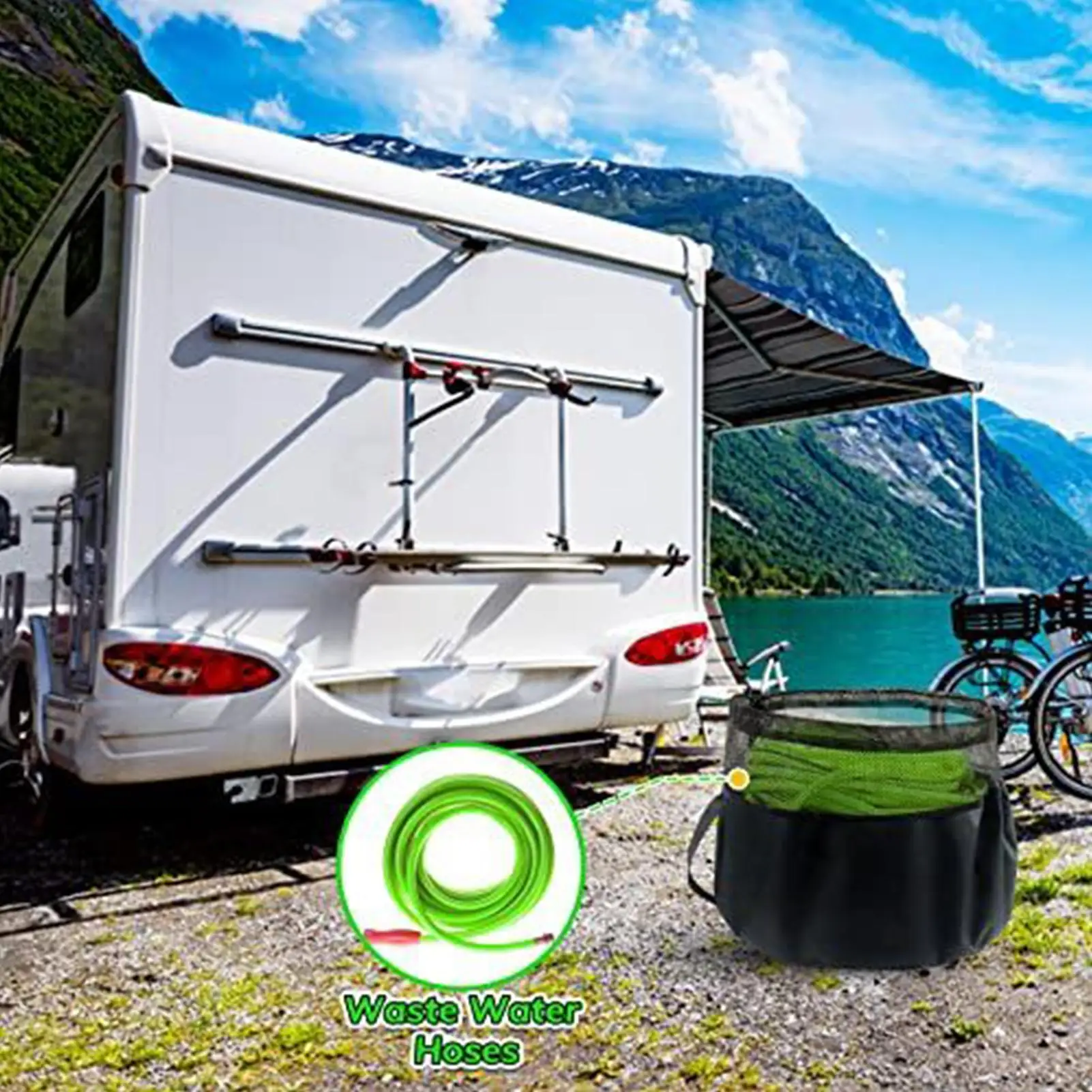 

Сумка для шланга для автофургона, сумки для хранения автофургона, дышащий сетчатый органайзер для путешествий, мобильного дома, заднего двора, сада, орошения, кемпинга, прицепа