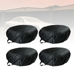 4PCS Oxford Cloth Car Tire Covers Car Spare Wheel Cover Waterproof Spare Tire Cover Wheel Tire Sleeve for Car Tire (Black Size S