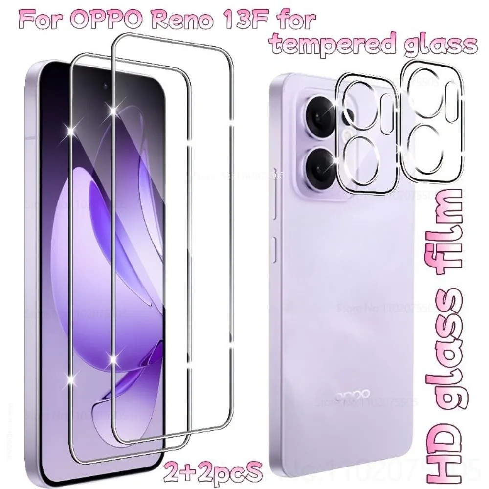 

[4-in-1]2pcs High Definition Tempered Glass+2pcs Lens Protector Film for OPPO Reno 14 Pro 14F Reno 13 Pro 12 Pro 13F Bubble-Free