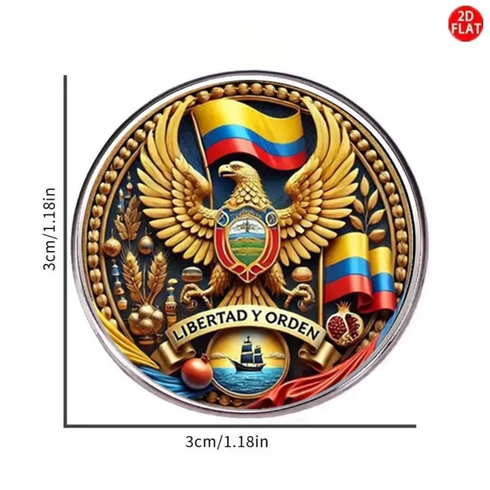 Colombian Coat of Arms Pin of Freedom and Order Stainless Steel Flat Dropper Pin Clothes Backpacks Pins Decorative Accessories
