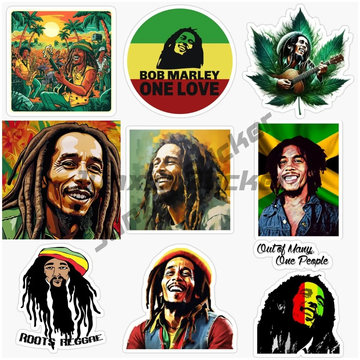 Jamaican One Love Heart Reggae Rastafari Bob Marley Jamaican Flag Map Sticker for Bumper Laptop Decal