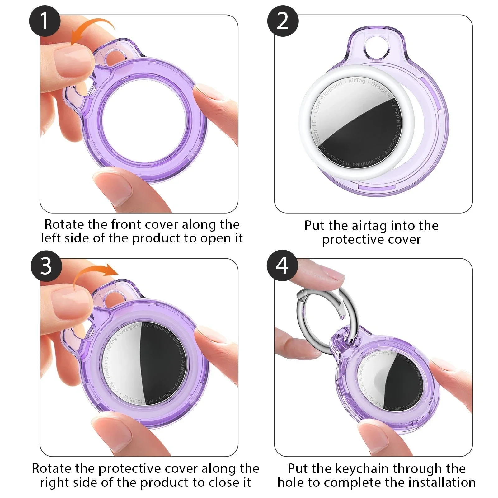 سلسلة مفاتيح صلبة من CoverJoy لجهاز AirTag حافظة واقية مضادة للصدمات ومضادة للسقوط لمفاتيح حقائب الظهر وأجهزة تعقب الأمتعة، #5