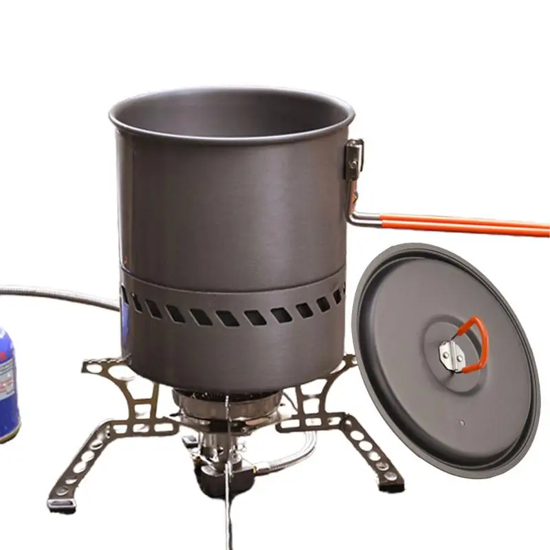 

S2400 Outdoor Camping Stove Foldable Portable Picnic Backpacking Pot Heat Collecting Pot Cooking Integrated Windproof Stove