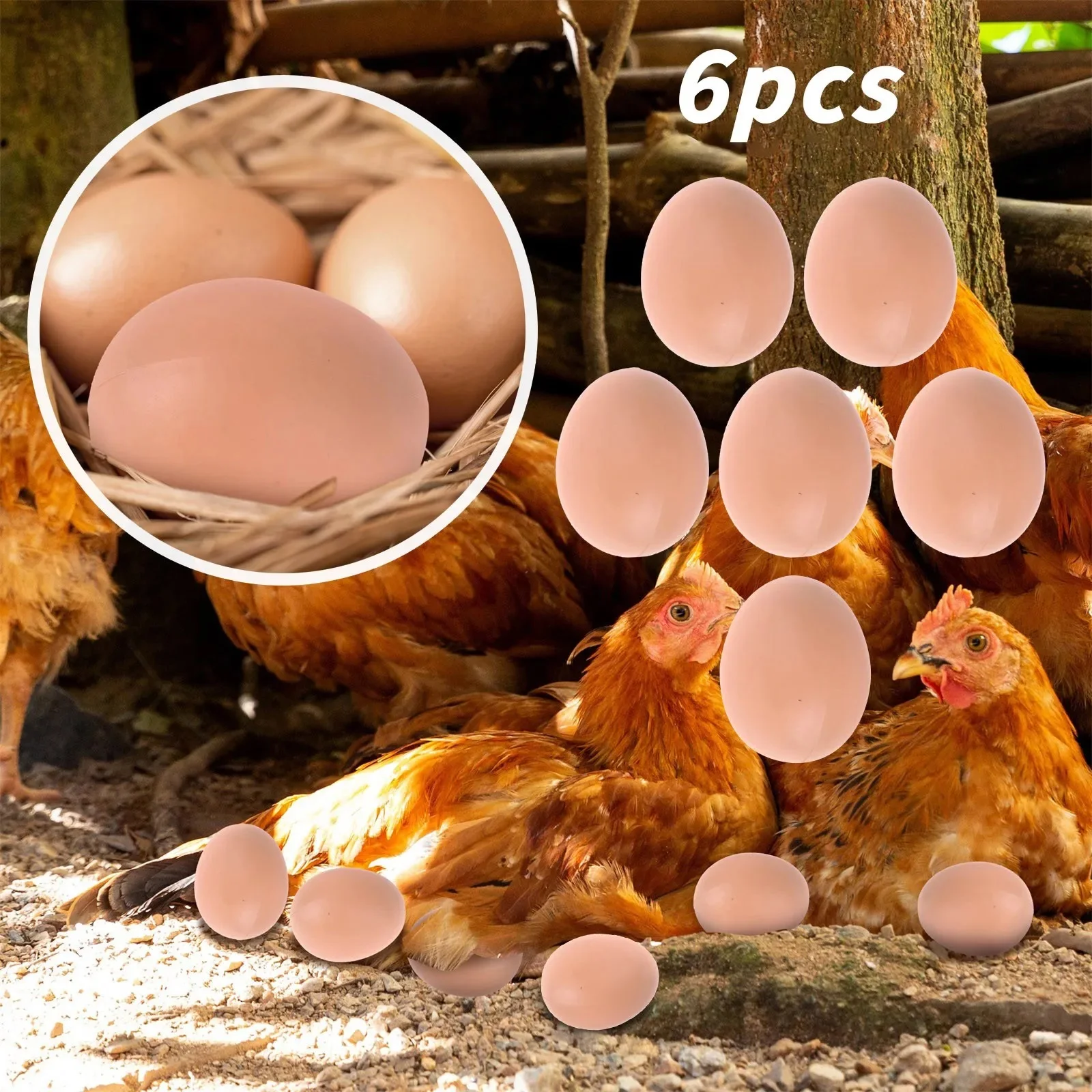 

6pcs Plastic Fake Eggs Chicken House Small Fake Eggs Farm Animal Supplies Cages Accessories Guide Chicken Nest Egg Painting