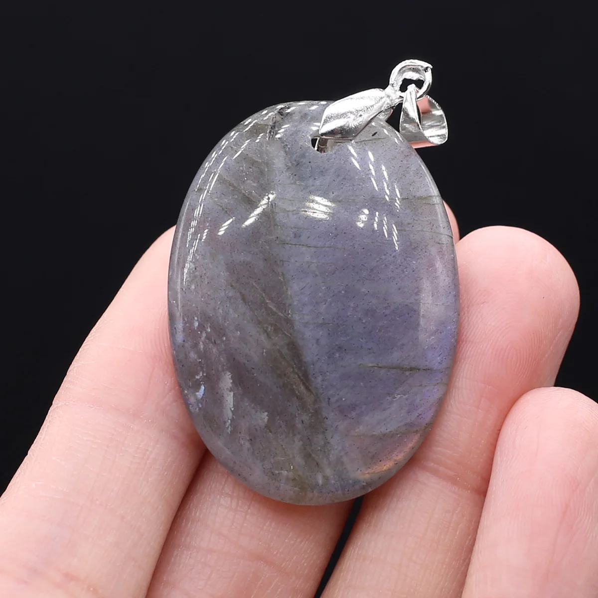 New Fashion Natural Stone Crystal Pendant Elliptical Pink Quartz Amethyst Lapis Lazuli Charms for DIY Necklace Making Jewelry