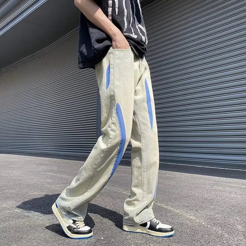 

Men's Jeans Trousers with Pockets Straight Male Cowboy Pants Y2k Vintage Autumn Clothing Xs Trend 2025 Korean High Quality Kpop