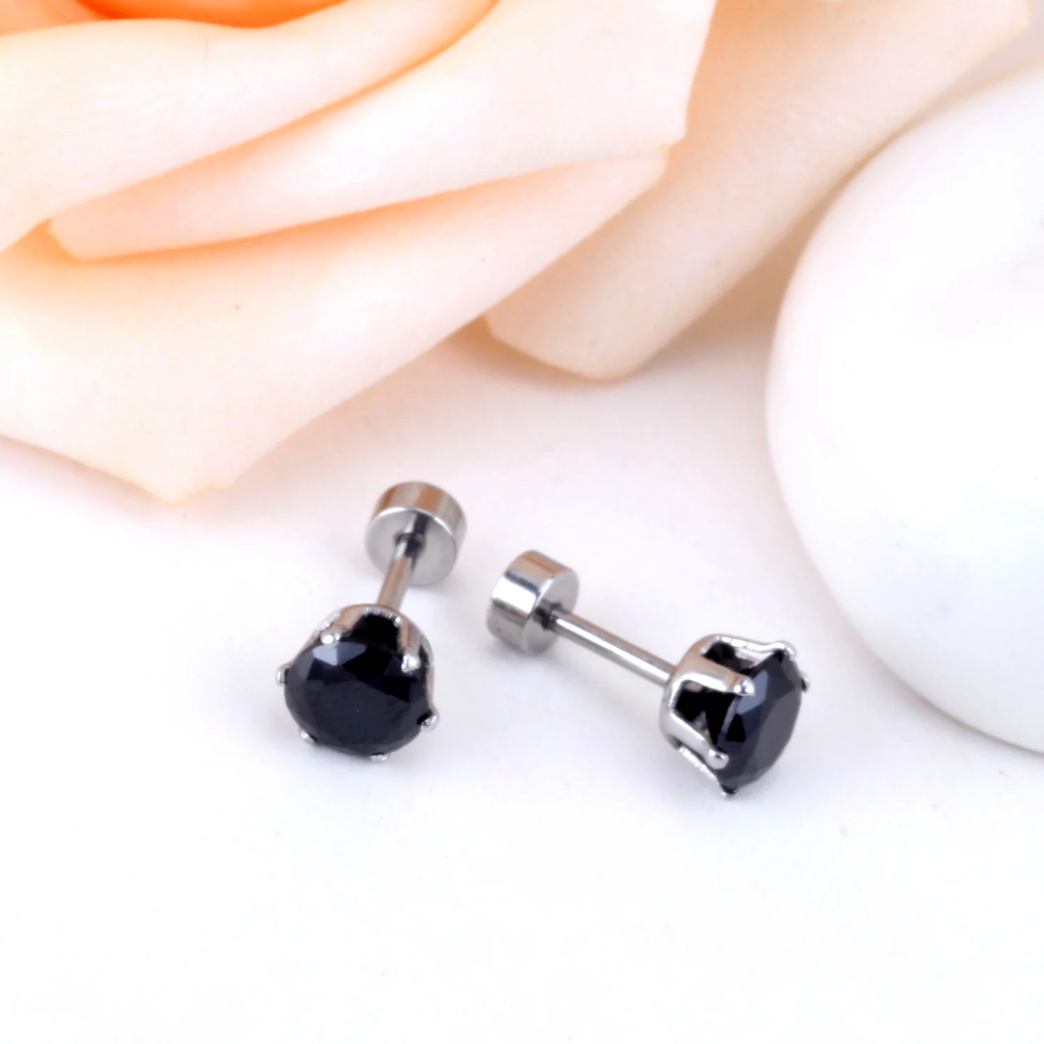 Trendy 2026 Black Zirconia Earrings for Man Women Anti-allergy Shiny Earring Stud Six Claws Twist Pack Tragus Cartilage Jewelry view 3