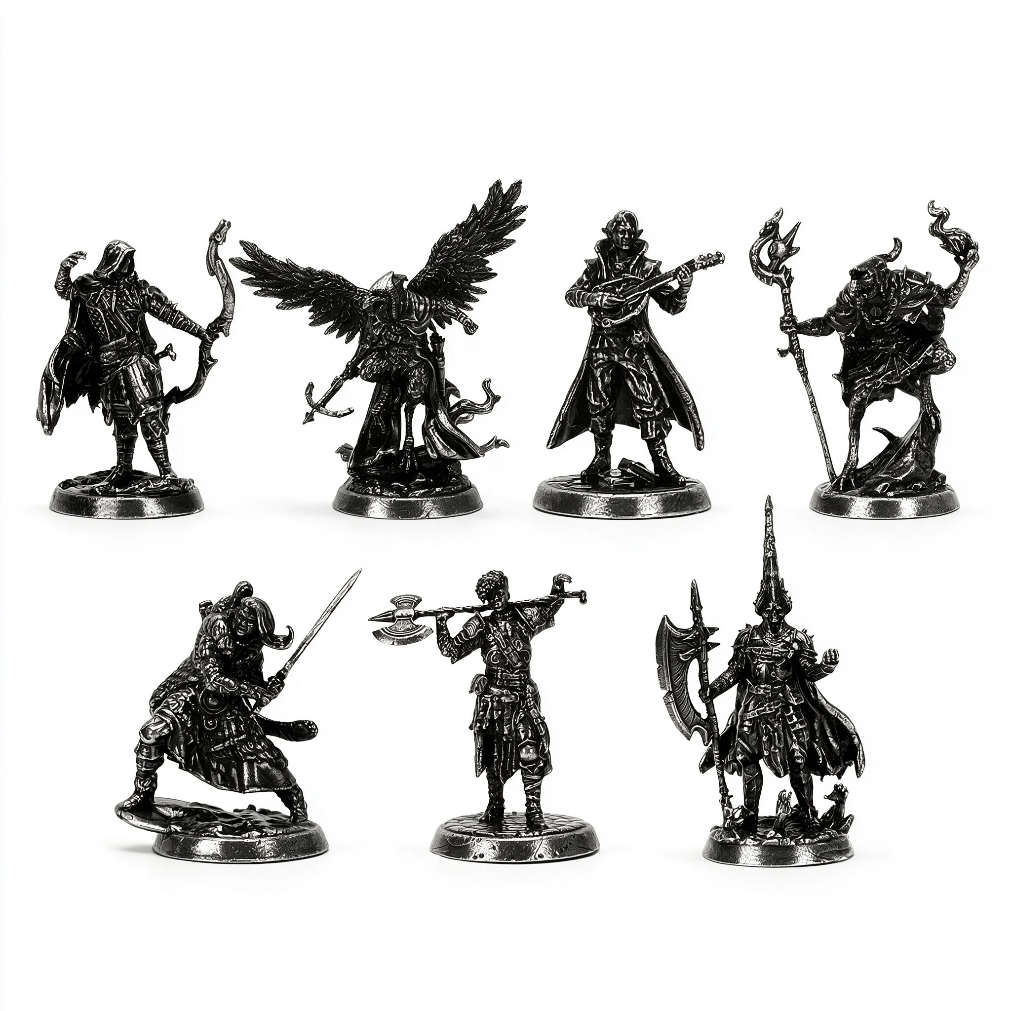 Dragonfire Legend White Brass Miniature Vintage Metal Sculpture Desktop Decor Model Set Painted Board Game Character Figurine