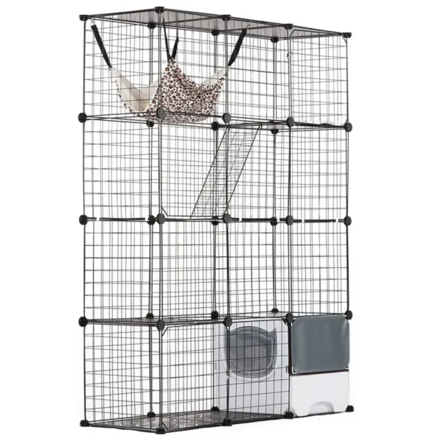 

Large 4-tier Cat Cage 41 x 14 x 55" Metal Wire Cat Enclosure with Hammock