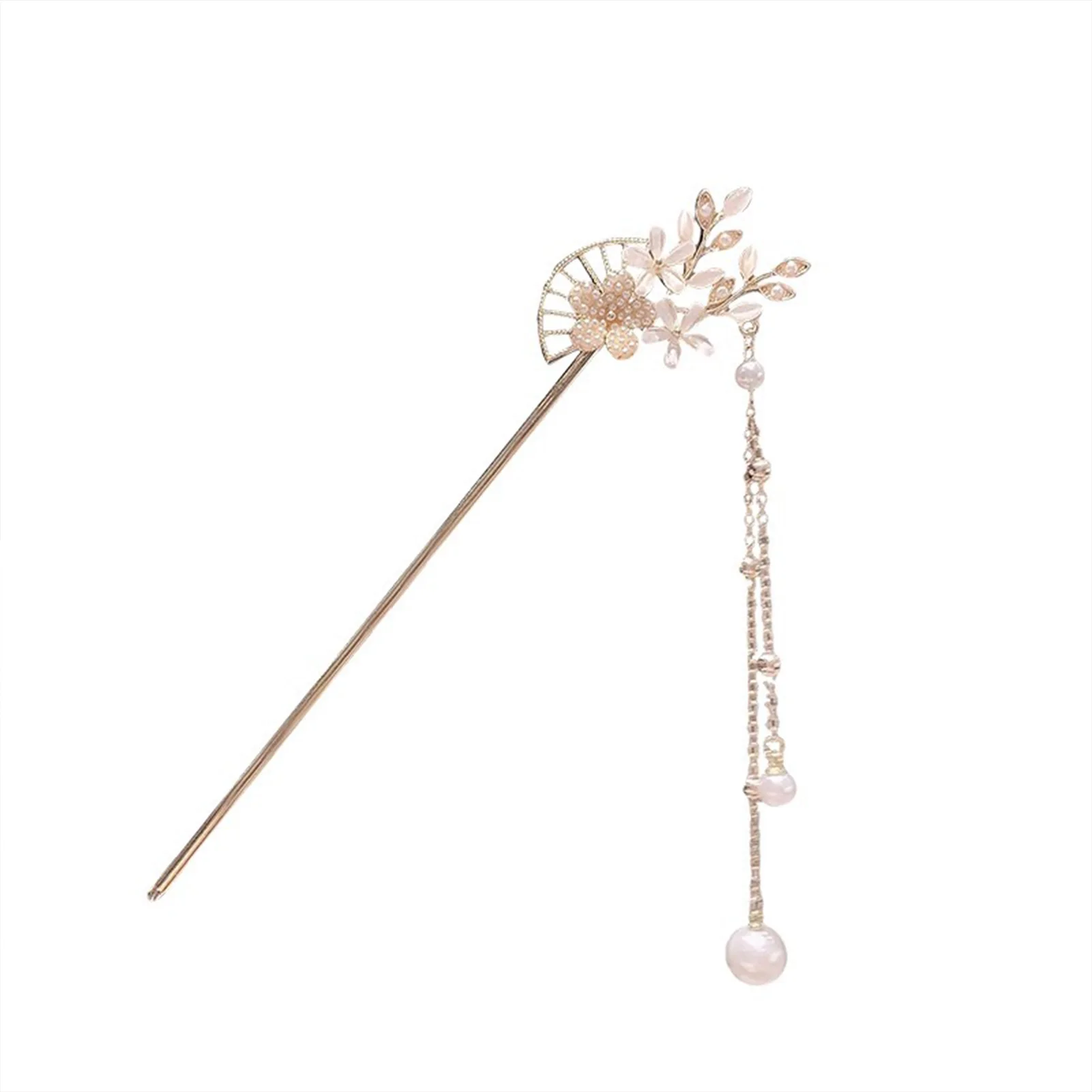 Classic Hair Stick Peach-blossomhair Chopsticks Gold Plated Prong Updo Chignon Hairpin For Women Chinese Hanfu Hair Accessories