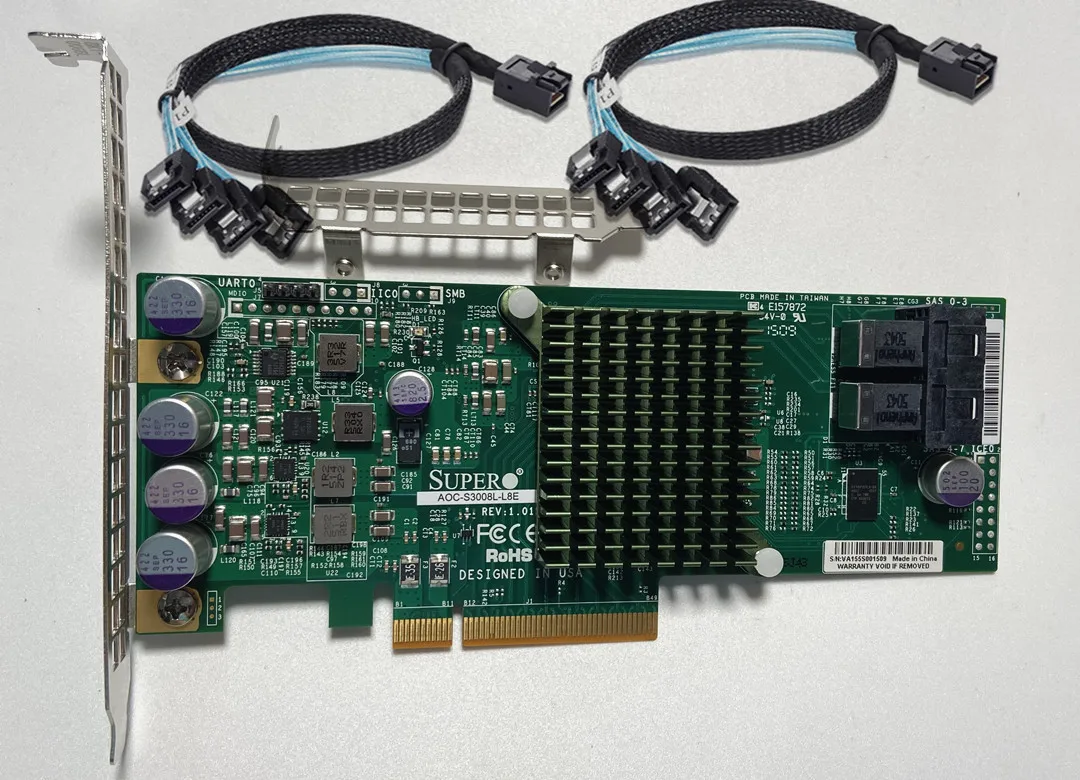 Lsi 93008i 12gbps Sas Hba ti Modo Zfs Nas Unraid Mais 8643 Cabo Aoc-s3008l9i Supermicro-aoc-s3008l-l8e L8i