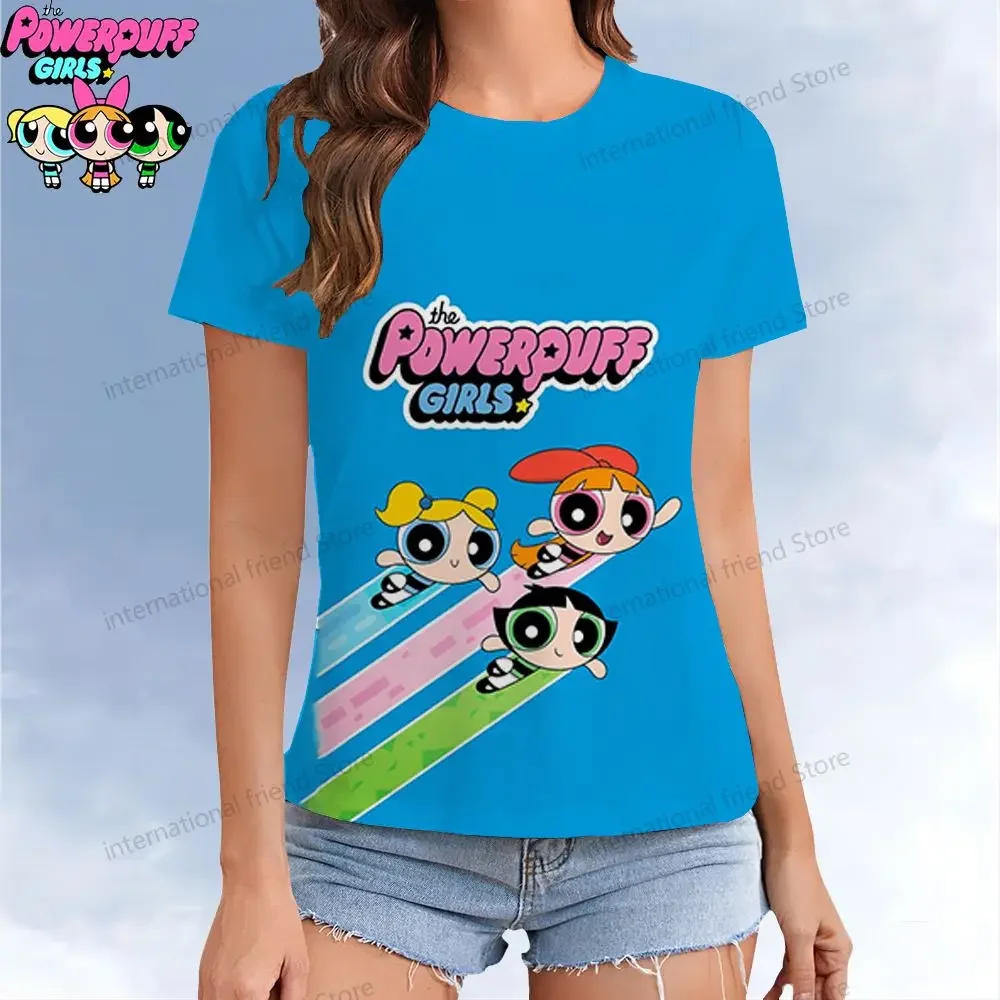 

The Powerpuff Girls Women's T-shirt Kawaii T-shirts 2024 XS-3XL O Neck Short Sleeve Tee Parent-child Wear Leisure Woman Clothing