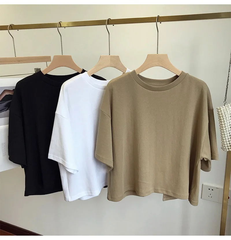 Summer Clothes Korean Sexy Backless Short O-Neck Women Casual Solid Color T-Shirt Short Sleeve Girl Tee Shirt Fashion Tops - Image 2