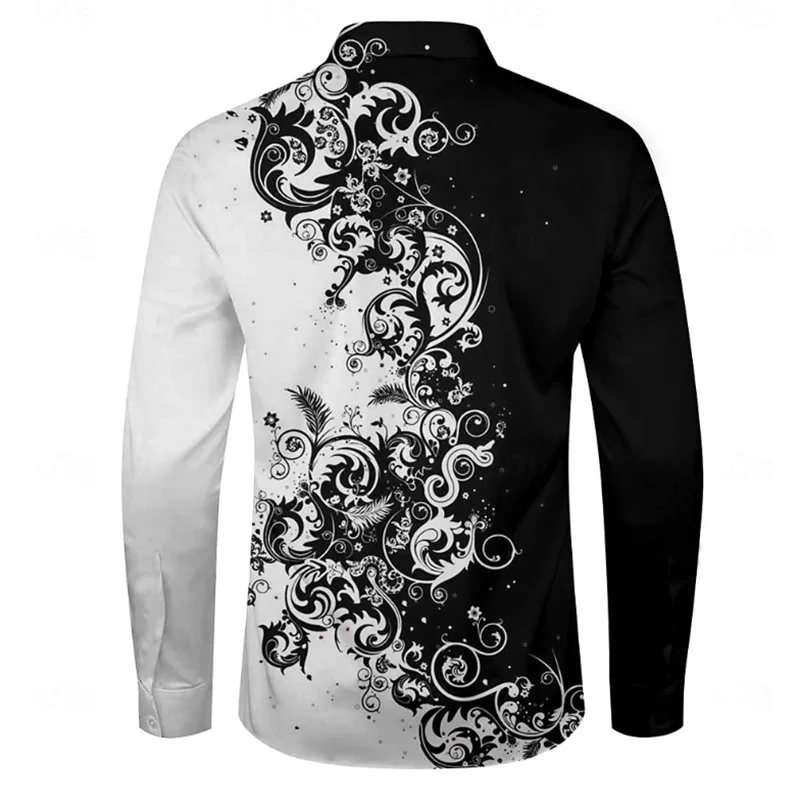 Floral Business Casual Men\'s Shirt Formal Shirt Button Shirt Party Daily Spring Summer Lapel Long Sleeve 11 Colors Soft Fabric