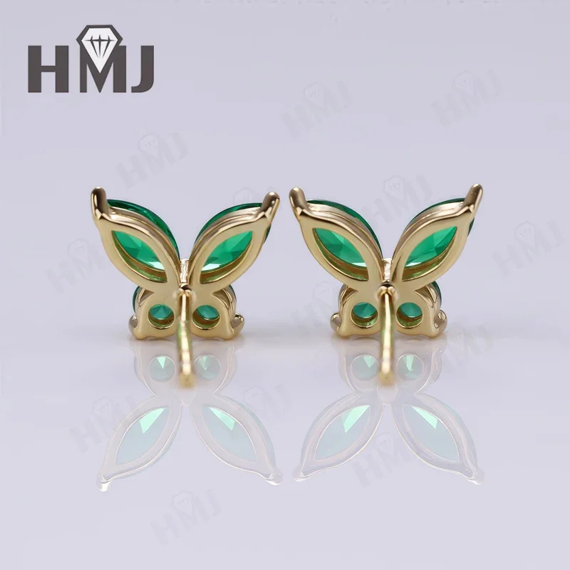 Smaragd-Ohrringe Schmetterlingsform S925/10K/14K/18K Laborgezüchtete Edelsteine Hypoallergen Party-Geschenk Charms ​ Fabrikverkauf Elegant – Detail 30