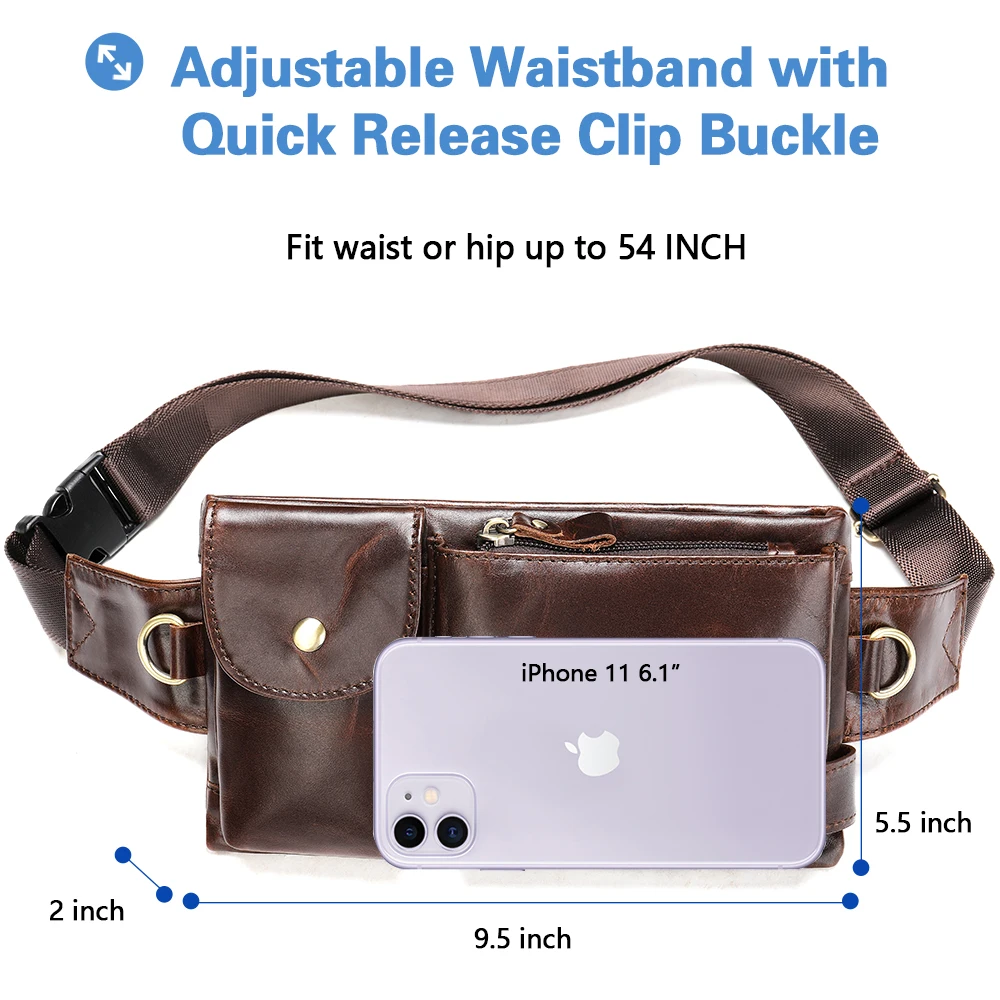 WESTAL Genuine Leather Waist Packs Men Waist Bags Fanny Pack Belt Bag Phone Bags Travel Waist Pack Male Small Waist Bag Leather