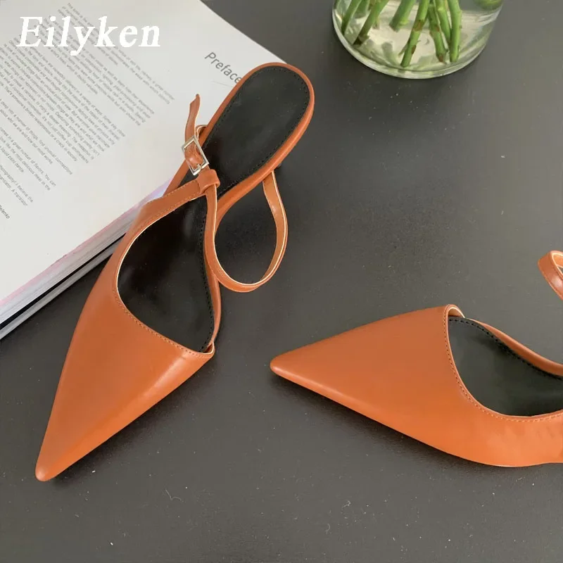 Eilyken Spring New Brand Women Slipper Fashion Pointed Toe Slip On Ladies Elegant Slip On Mules Thin High Heel Pumps