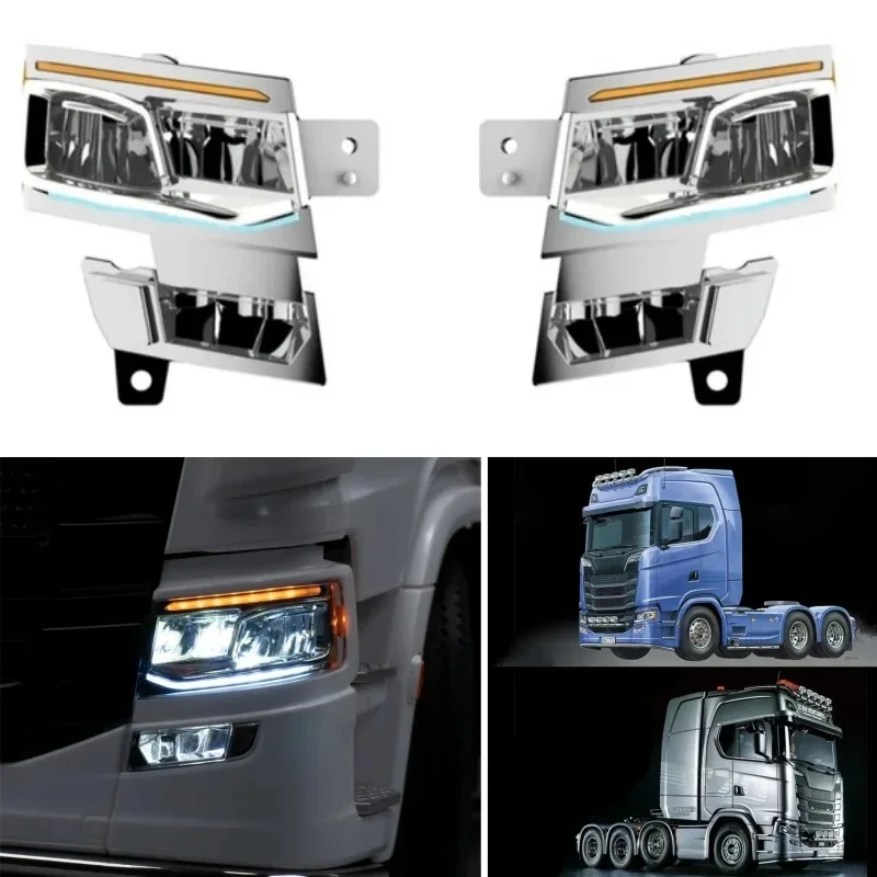 

LED 5V Headlight Lighting System Lamp for 1/14 Tamiya RC Truck for SCANIA 770S 8X4 56368 56371MFC-03 M24 Car