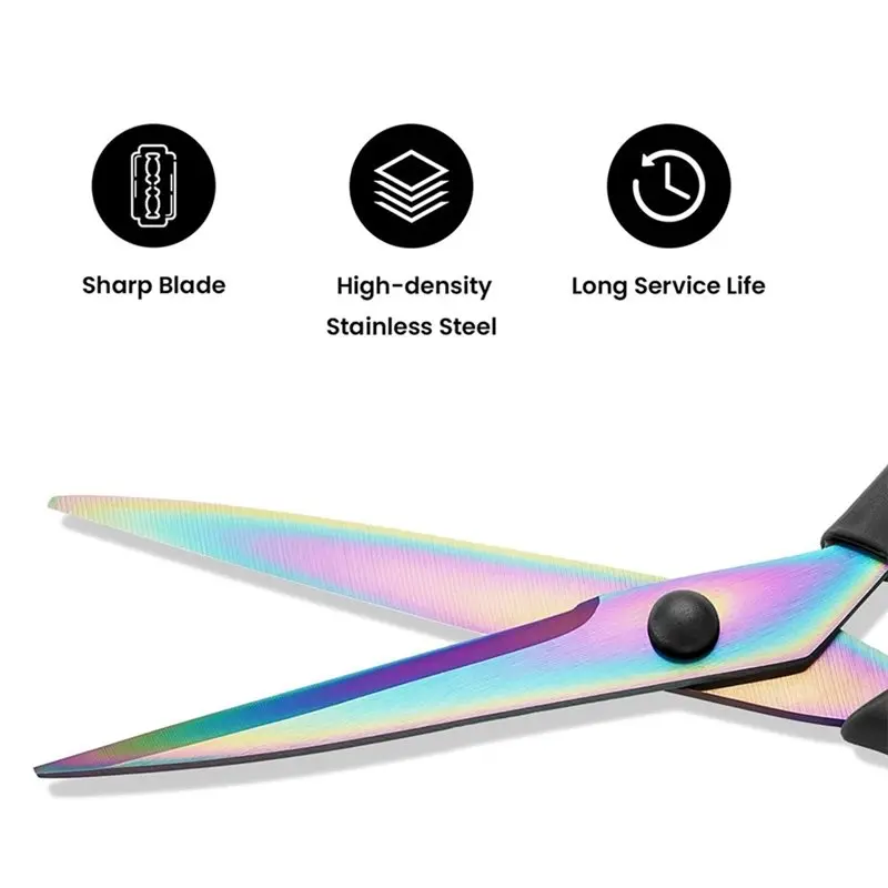 مقص خياط، 3 قطع من شفرات الحلاقة الحادة المصنوعة من الفولاذ المقاوم للصدأ، مقابض مطاطية ناعمة، مقص قماش متعدد الأغراض #4