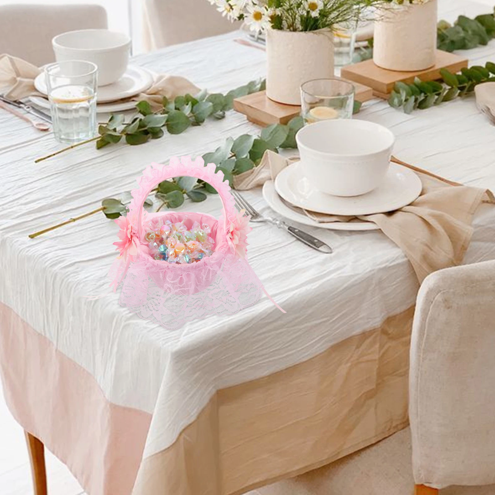 

Elegant Wedding Flower Girl Rustic Handwoven Small Petal Storage Basket With Handle For Bridal Parties Reusable Wedding Supplies