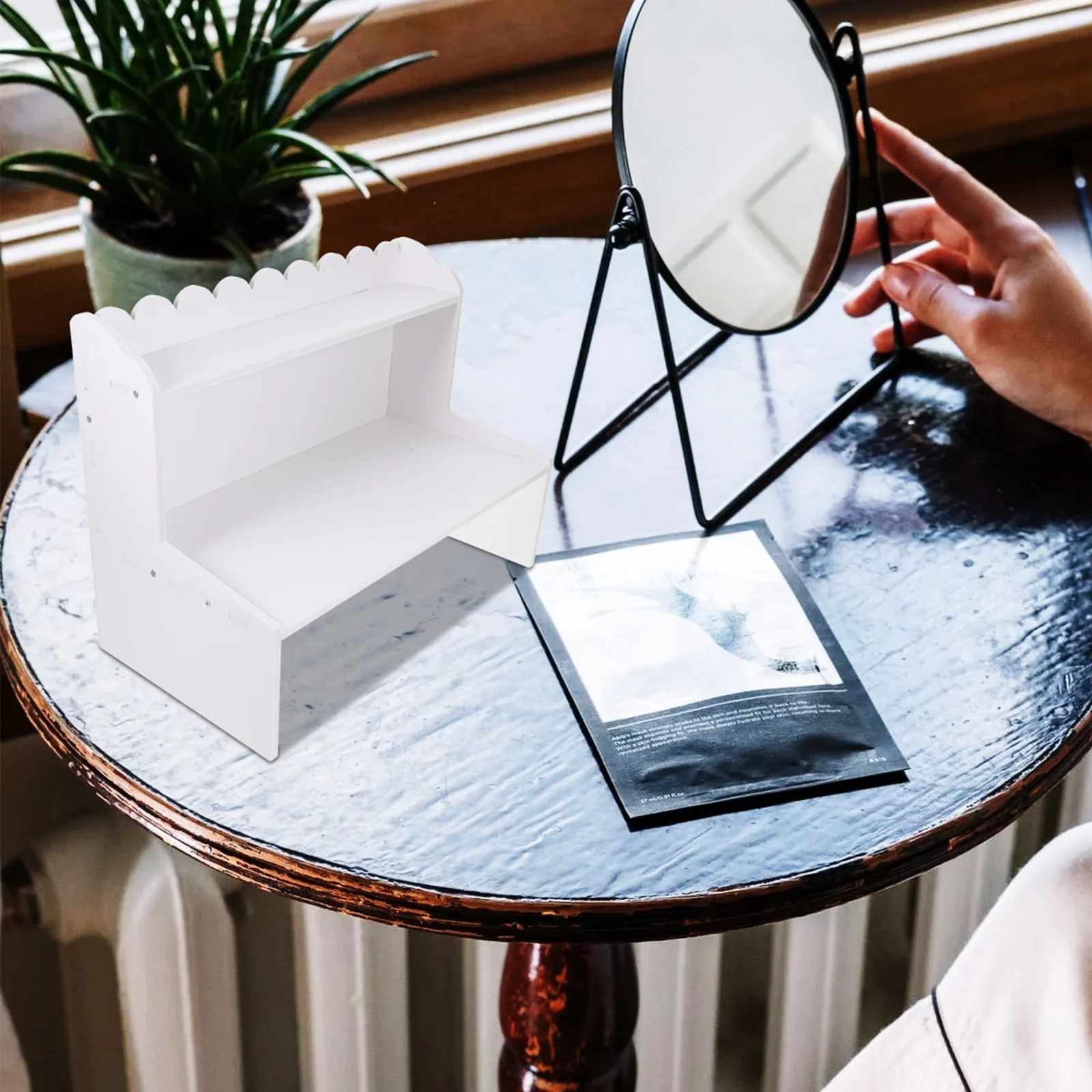 

2 Tier Desktop Storage Rack Organizer Multi-Layer Shelf For Office Home Study Room Sundries Books Snacks Makeup Flowerpot Holder