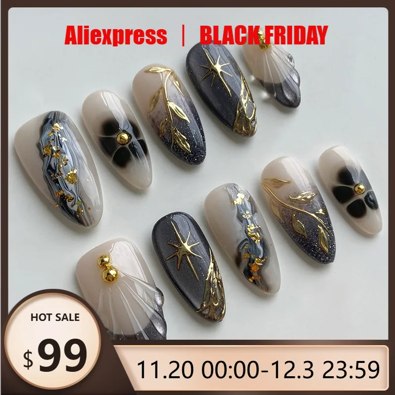 

24 шт., накладные ногти в форме миндаля с трехмерными блестками «кошачий глаз», накладные наклейки на ногти с полным покрытием, подходят для девочек