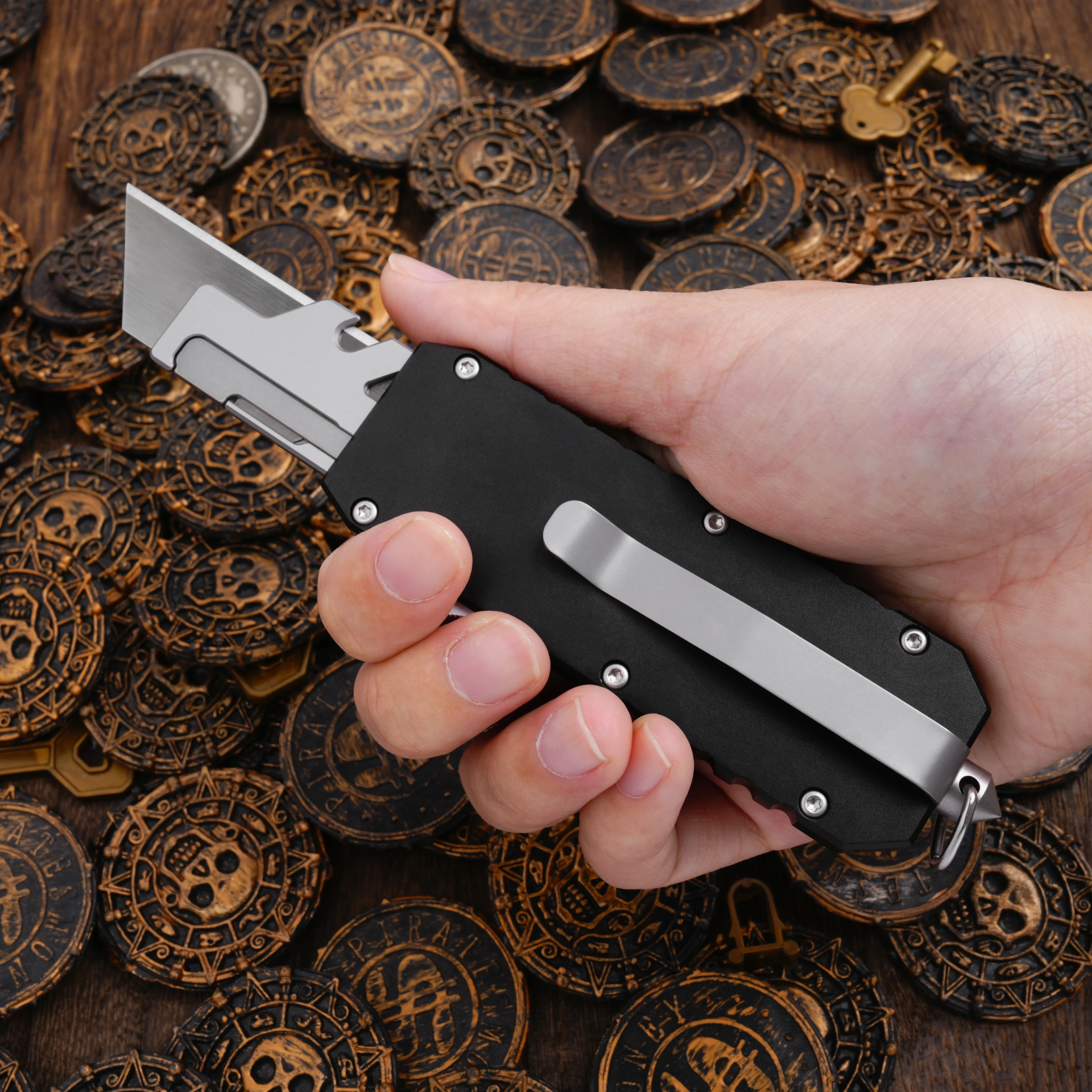 Cuchillo plegable de aleación de aluminio, cuchillo multiusos, cuchillo de corte, cuchillo para herramientas de carpintería, cuchillo de bolsillo para exteriores, EDC multifuncional