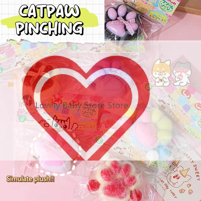 【BS】Lovely Fuzzy Fluffy Cat Paw Squeeze Toy Super Soft Slow Rebound Stress Relief For Office Relax Kids Play Party Favors