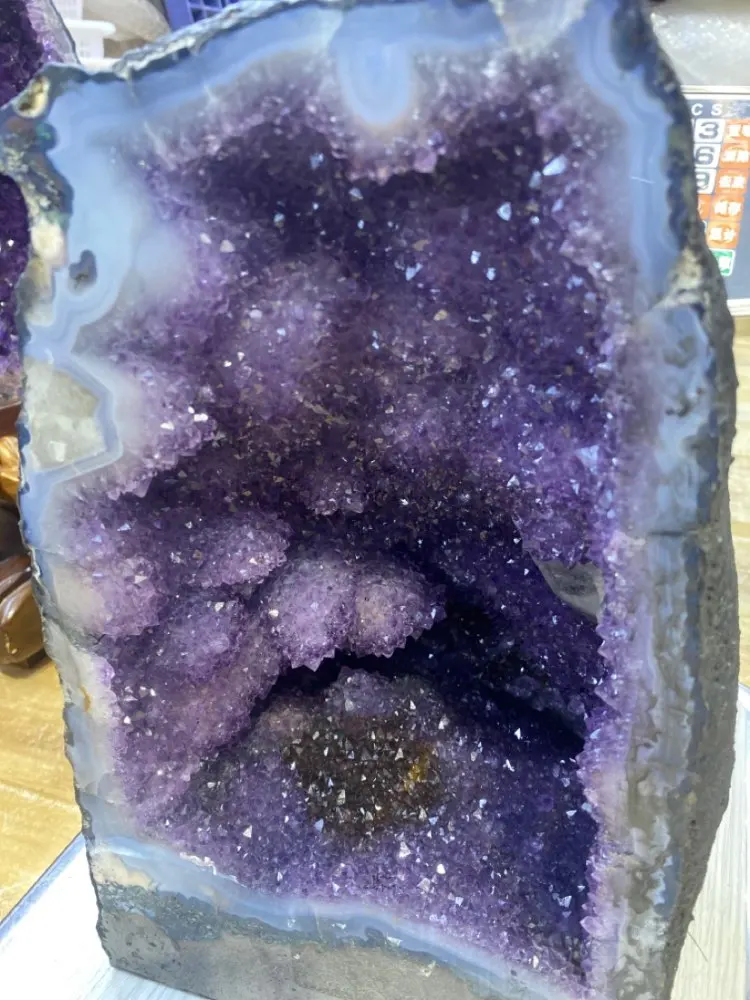 Beautiful natural purple crystal cluster cave decoration 12.4KG