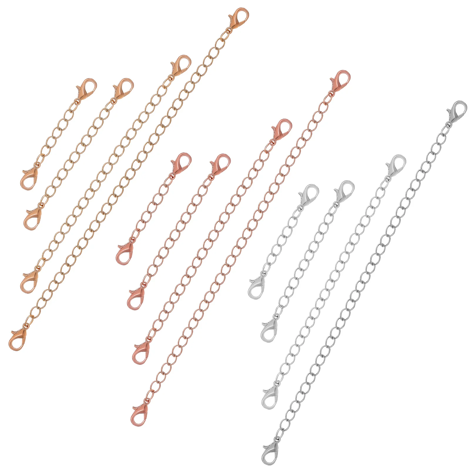 12 Pcs Necklace Chains for Jewelry Making Extension Extenders Bracelet Charms Alloy