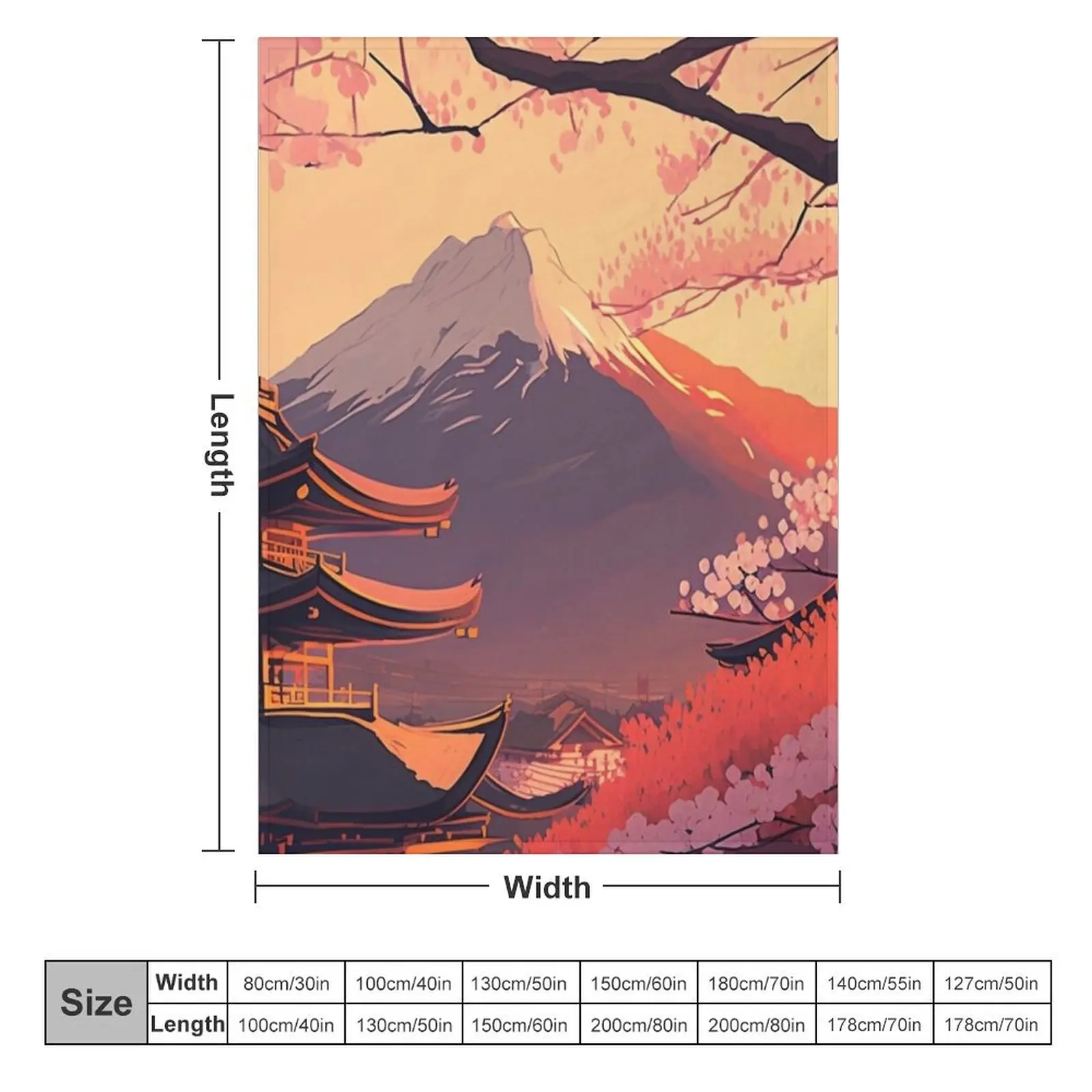 Japanese Mountain at Sunrise - Ukiyo-e style Throw Blanket wednesday Large Blankets