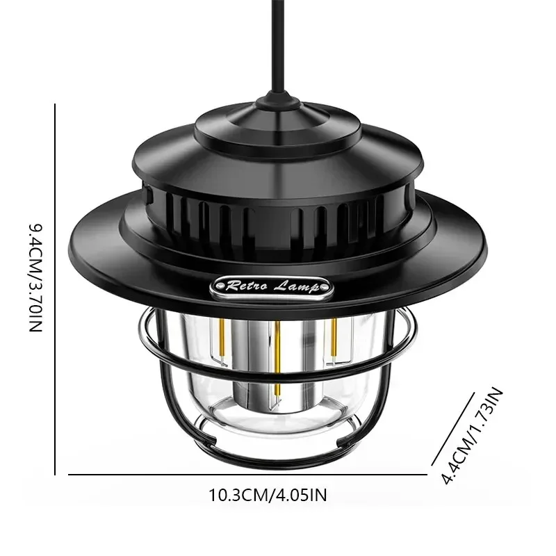 1pc retro portátil lanterna de acampamento à prova dwaterproof água luz emergência stepless regulável pendurado tenda lâmpada para caminhadas ao ar livre