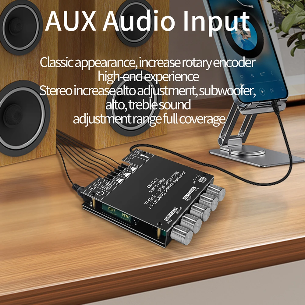 Płytka wzmacniacza audio HIFI 2x50W+100W AM z tłumieniem zakłóceń, płytka wzmacniacza 2-w-1 kompatybilna z Bluetooth 5.0