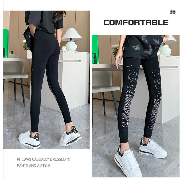 Leggings de alta elasticidade para mulheres magro calças apertadas broca brilhante sexy respirável levantar o quadril casual esporte lápis calças 2024