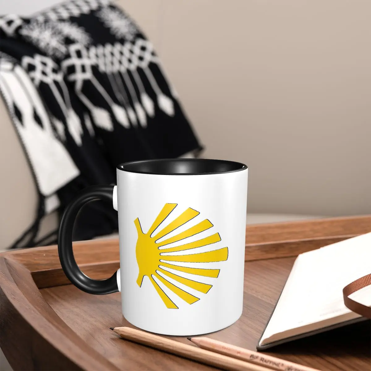 

Camino De Santiago Symbol Large Yellow Scallop Shell Mug Funny Ceramic Coffee Cups Tea Mugs Milk Cup Drinkware Gift for Friends