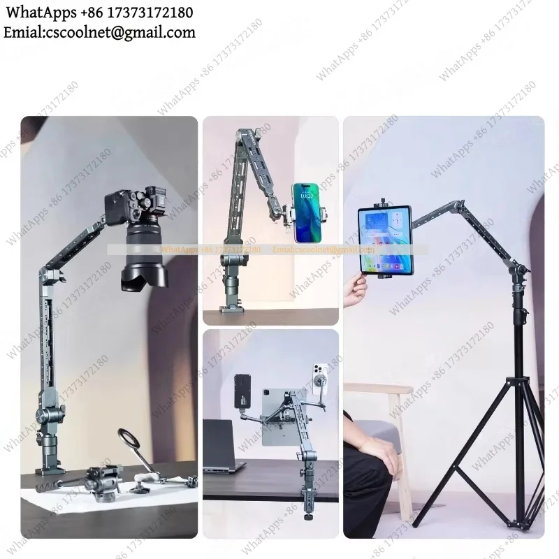 Aluminum Alloy Boom Arm Stand 360° Rotatable Desktop Mount Phone iPad Tablet Holder For Live Streaming Video Recording Studio