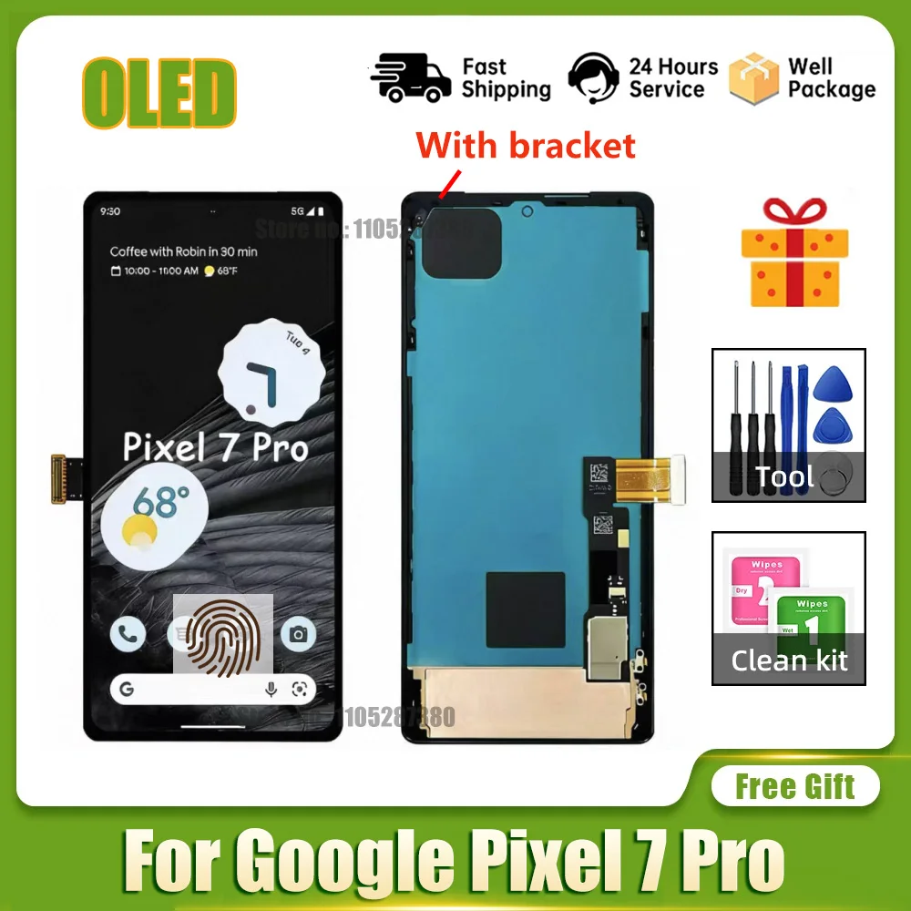 

6,7-дюймовый OLED-дисплей для Google Pixel 7 Pro 7Pro GP4BC GE2AE GQML3, сенсорный экран, дигитайзер, комплект для замены, 100% протестировано