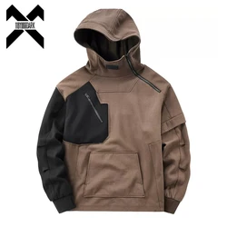 Men Functional Hoodies Hip Hop Streetwear 2022 Harajuku Color Block Patchwork Sweatshirt Pullover Men Fashion Hoodie Techwear