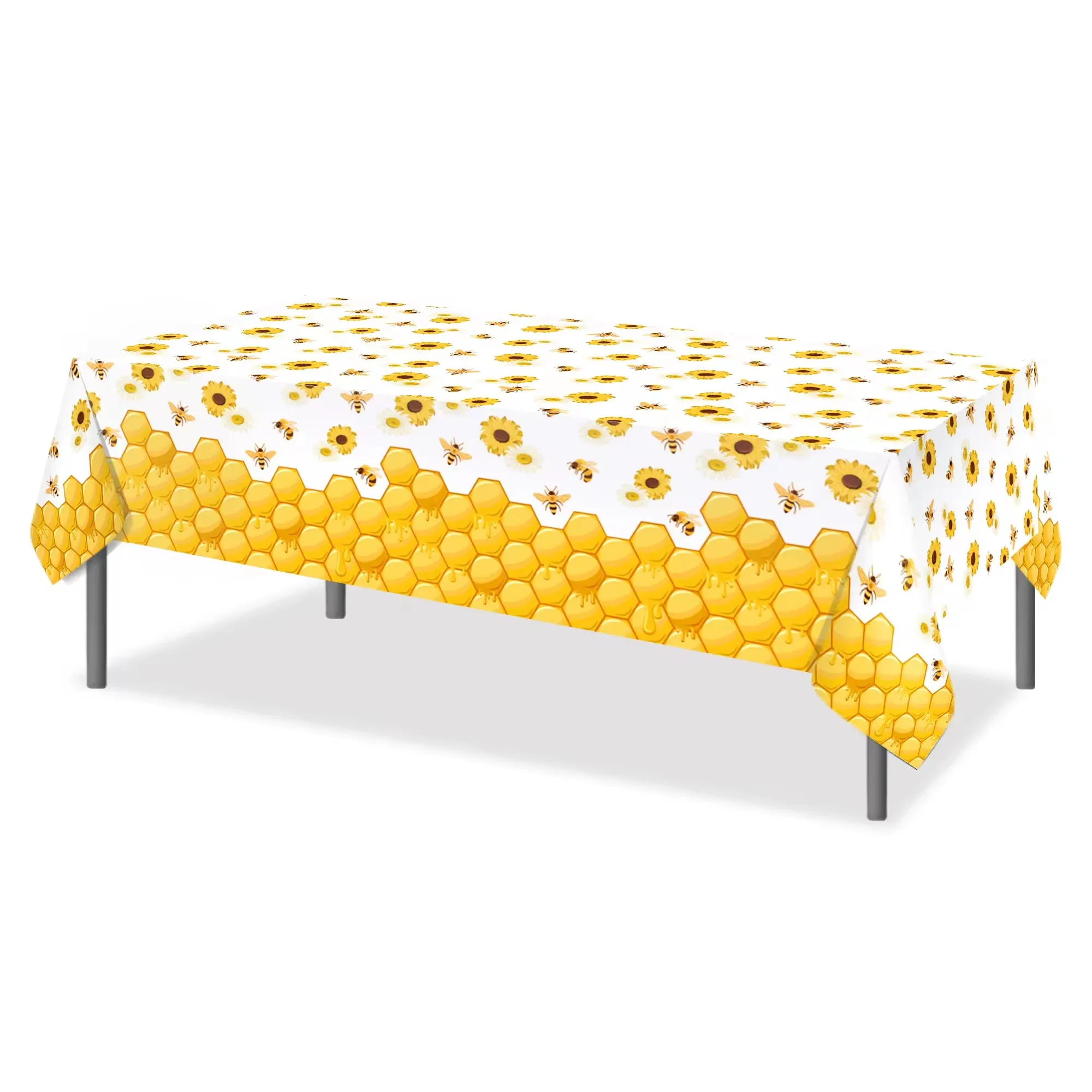 Honey Bee Sunflower PE Table Cover Birthday Party Decorations Plastic Tablecloth Disposable Camping Mat Party Supplies