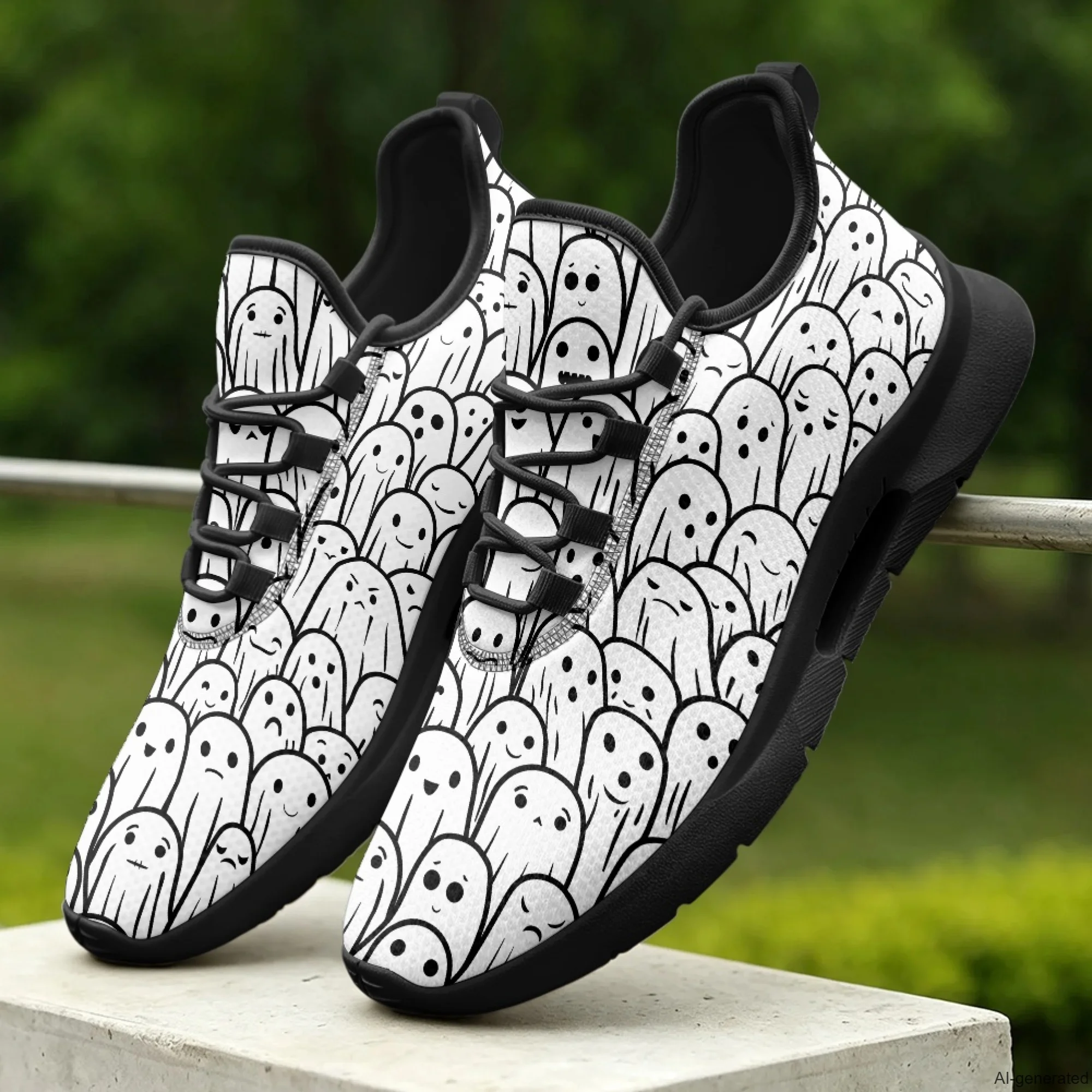 XIXIRIMIDO Casual Sneakers Lace-up Casual Shoes Nice Non-slip Nursing Sneakers for Woman Male Nurse Shoes Halloween Ghost Shoes