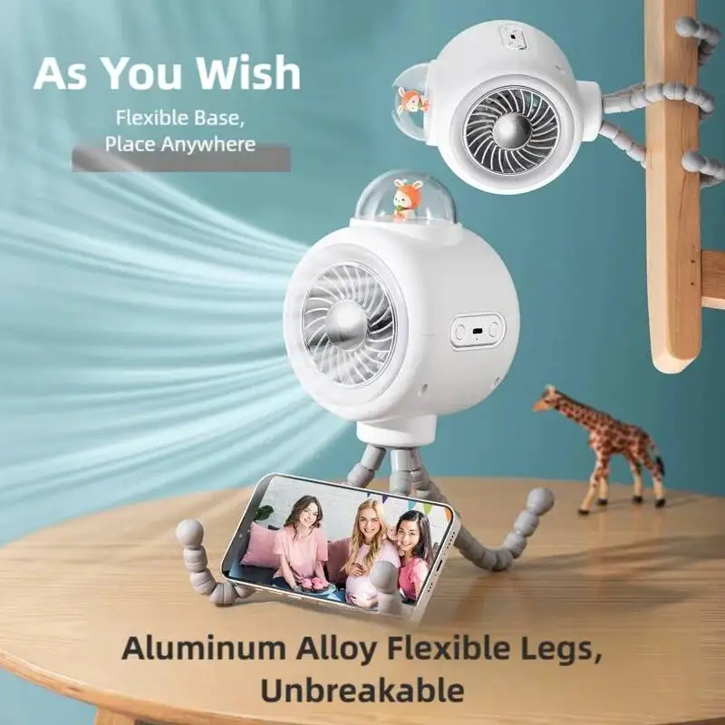 360° Oscillating Octopus Fan Silent Portable Cooling Fan For Baby Stroller Home Outdoor