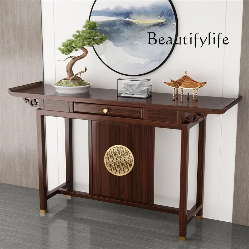 Chinese-Style Entrance Console Tables Middle Hall Altar Altar Lobby Warped Head Wall a Long Narrow Table Side View Sets