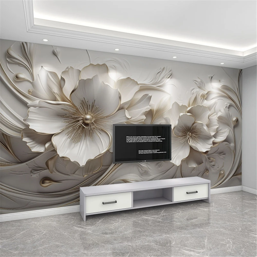 

custom wallpaper background large painting Line art silk rose murales de pared hotel badroom wall paper mural for living room