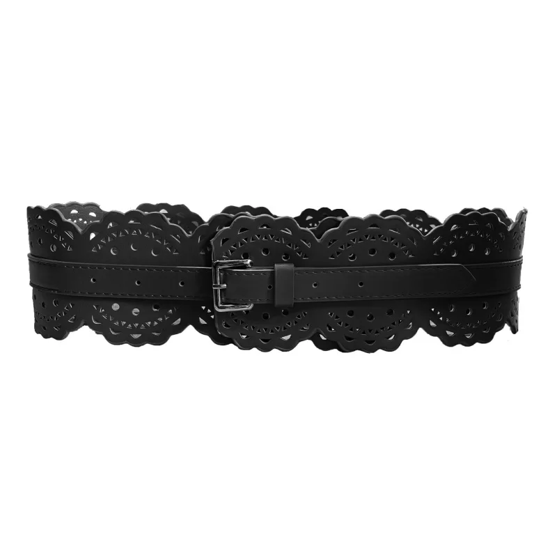 Lace Ladies Dress Wide Belts Elastic Vintage Buckle Leather Wide Fashion Wild Pin Buckle Women's Waist Seal Belt